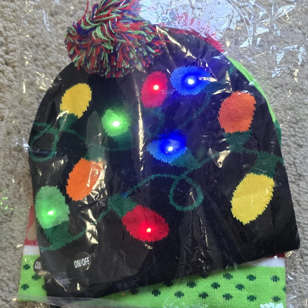 2 Pack Christmas Light up hats